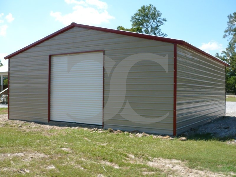Metal Workshop | Vertical Roof | 24W x 26L x 10H | 1-Bay Metal Workshop | Vertical Roof | 24W x 26L x 10H | 1-Bay